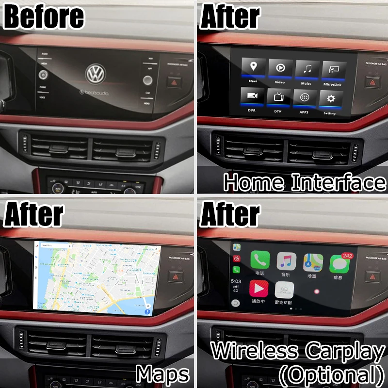 Интерфейсная коробка Lsailt для Android / carplay Volkswagen Polo Golf и т. Д. MIB MQB MIB2 discover pro 6 5 8 9 2