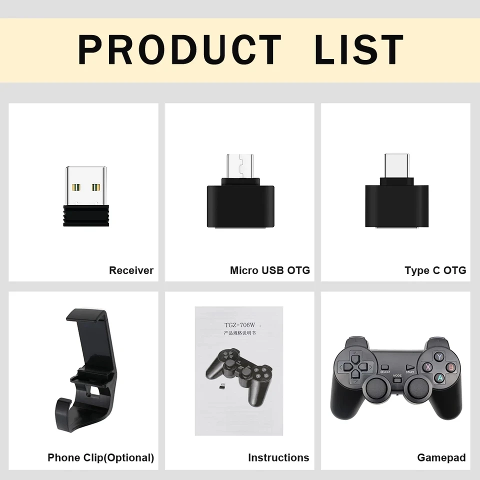 Беспроводной геймпад на Android для телефона/ПК/PS3/ТВ приставки джойстик 2 4G USB