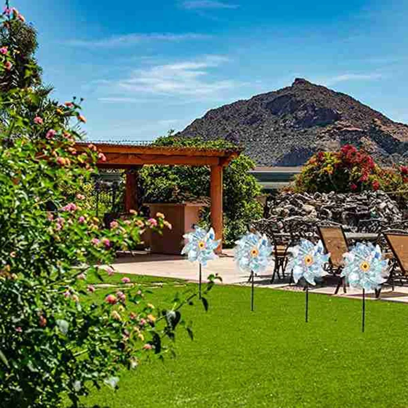 

Windmill Kid Toy Reflective Bird Repellent Windmill Repeller Sparkly Silver High Reflective Pinwheels Bird