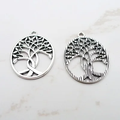 

8 Pieces/Lot 24*31mm Antique Sliver Color Ellipse The Tree Of Life Charms For Jewelry Making Contracted StyleFashion Accessories