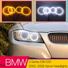 Хлопковый светодиодный светильник Angel Eye Halo Switchback, двухцветный для BMW 3 серии E90 E91 2005 2006 2007 2008, Ксеноновые фары s