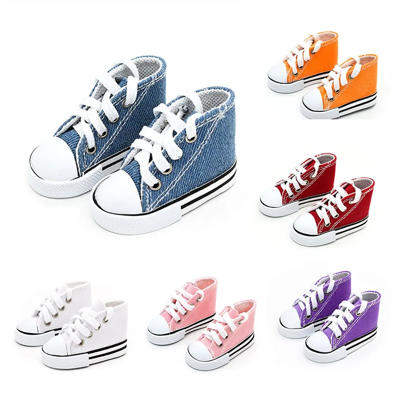 BJD Doll Accessories Doll Shoes 7.5cm High Top Canvas BJD Handsome Candy Color Sneakers Toys For Girls Fashion Shoes For Dolls