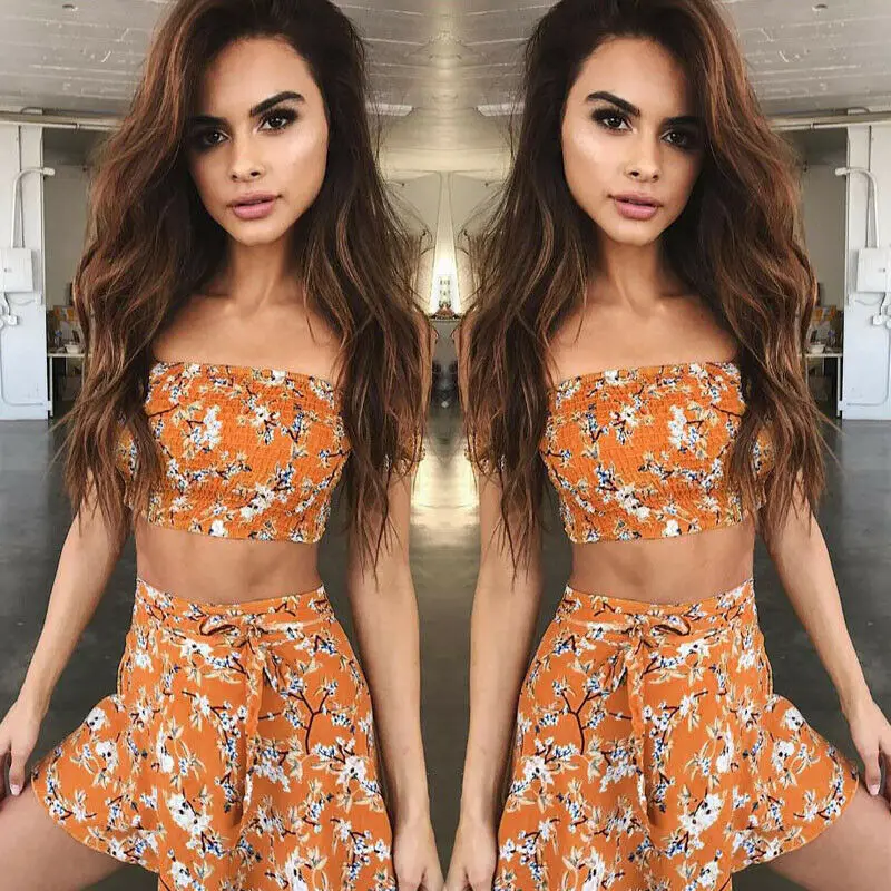 Женский короткий топ с пряжкой и облегающая юбка комплект из 2 предметов вечерние