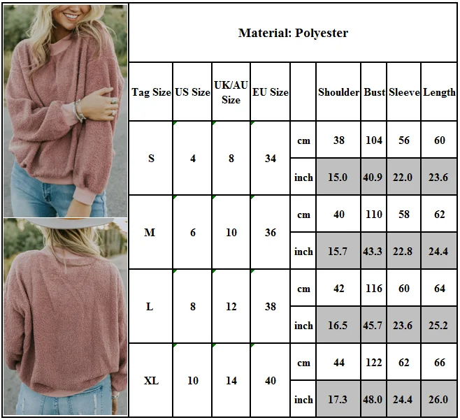 

Women Winter Sweater Fluffy Fleece Y2k Sweater Jumper Long Sleeve Sweatshirt Tops Outwear Women's Sweater Sweatshirt Women