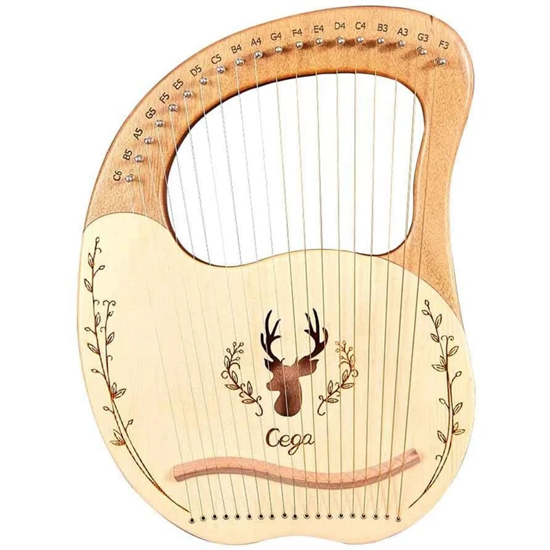

Cega Lyre Harp,19 струн твердой древесины Lye Harp с сумкой для переноски Портативный Lyre 19 струн уникальные узоры резные телефонные символы