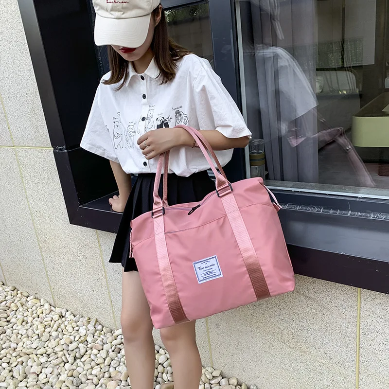 

Travel Handbag Carry on Luggage Shoulder Bags Men Duffle Bag Women Travel Tote Large Weekend Bag Overnight BolsaTop Oxford Pink