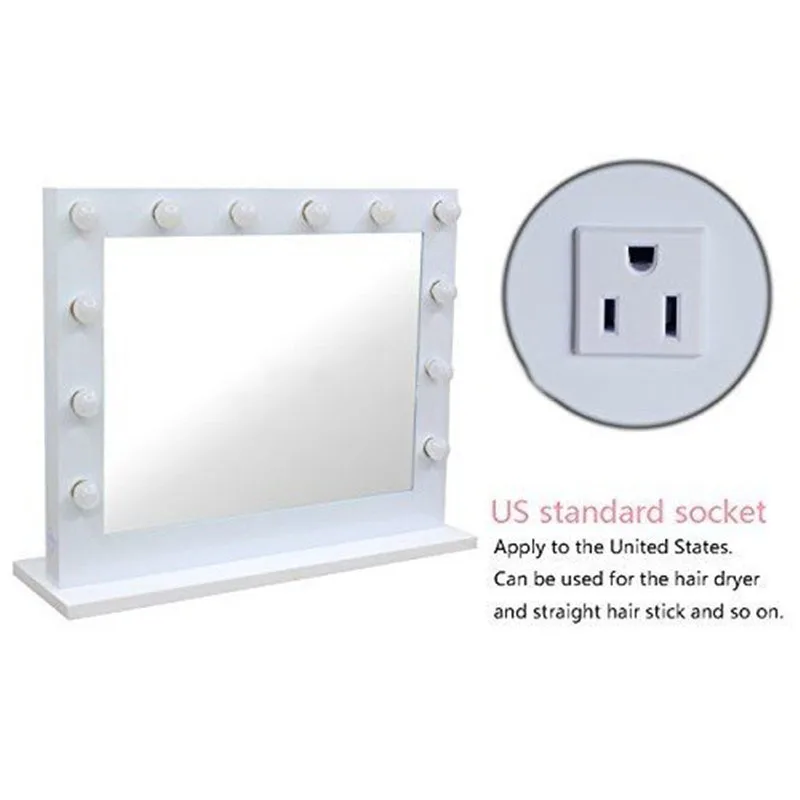 Регулируемая яркость 12 Светодиодный ных лампочек белое голливудское зеркало для