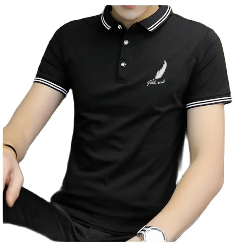 

2021 Summer Men's Polo Shirt Short Sleeve Printed Men's Casual Plain T-Shirt, Size M-4XL, Plain Color, Pure Cotton T-Shirt