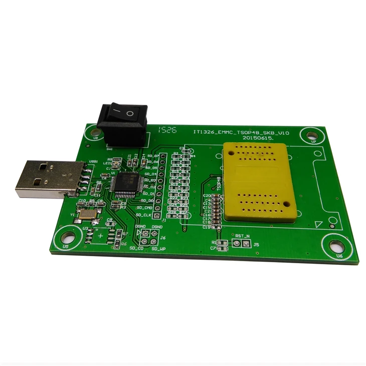 Universal adapter board with USB interface PCB for eMMC 153/169 eMCP 162/186 eMCP 221 clamshell socket can be used with DIP48