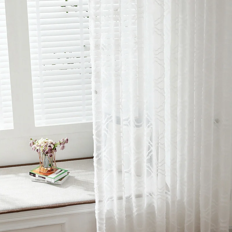 Новые белые тюлевые занавески с вышивкой для гостиной современные прозрачные