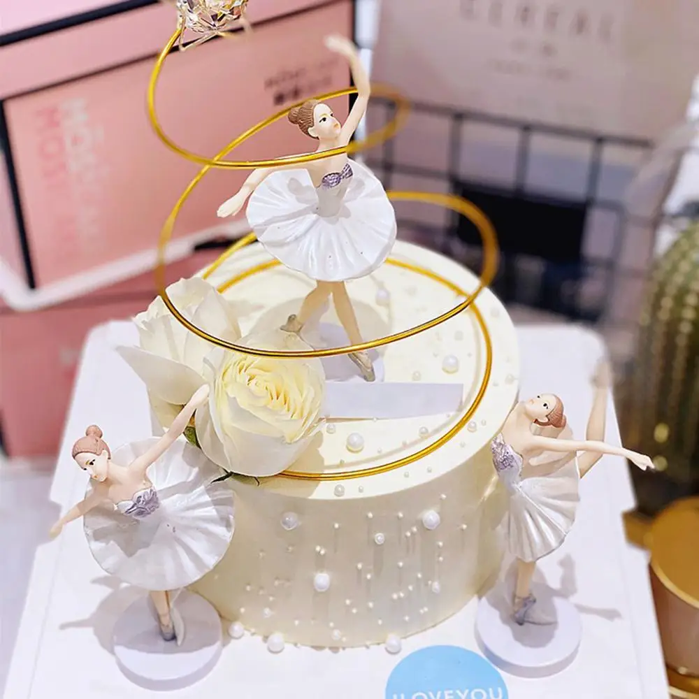 

Happy Birthday Elegant Dancing Ballet Girls Decoration Cake Topper Artificial Flowers Butterfly Ornament Wedding Party Supplies