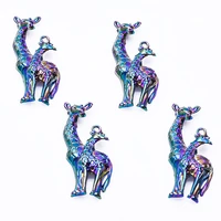 10pcs alloy giraffe pendant charms accessories rainbow color for jewelry making diy earring necklace metal bulk wholesale