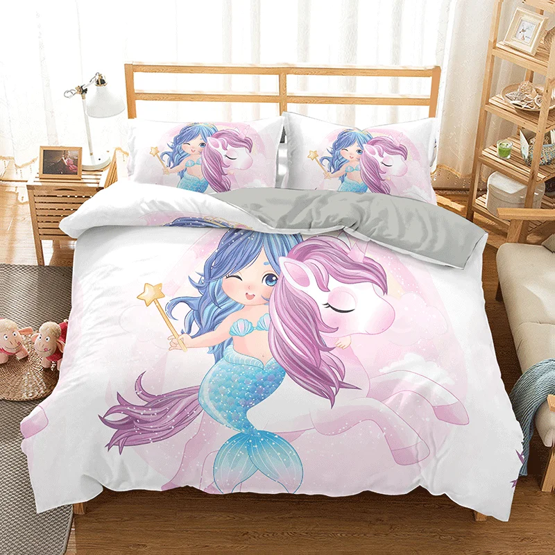 Русалка Единорог пододеяльник набор комплект постельного белья покрывала с