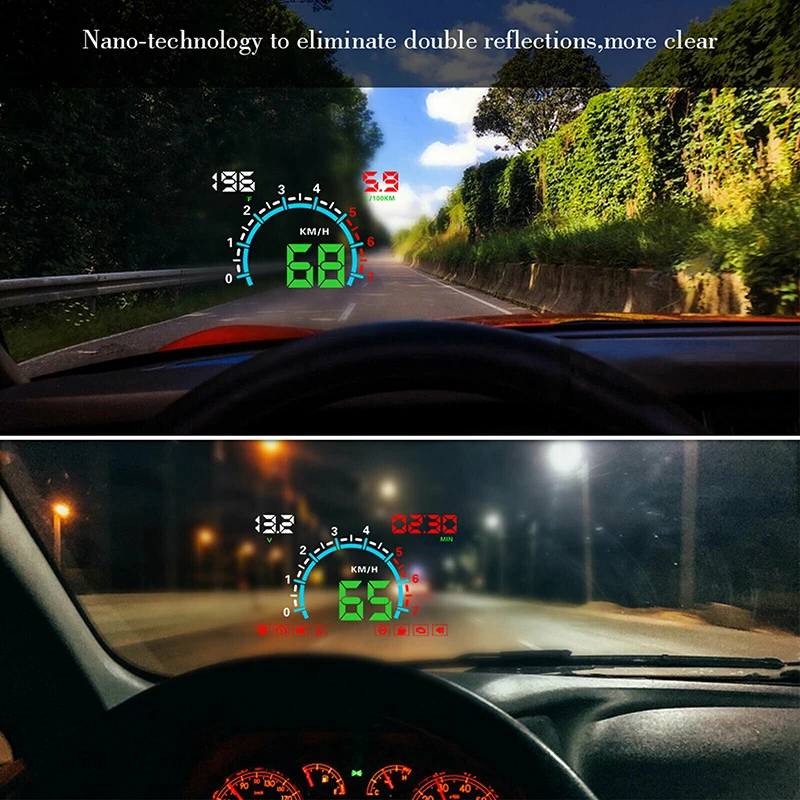 

5.8'' Car Digital HUD Head Up Display OBD2 Speedometer Overspeed Warning Devies 9V-16V DC Vehicle Head-up Display Electronics