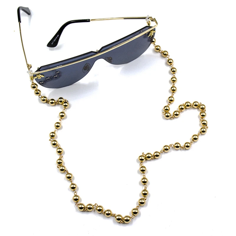 

70CM Simple Punk Eyeglass Chain Gold Color Sunglasses Reading Beaded Glasses Chain Vintage Eyewear Rope Lanyards Cord Neck Strap