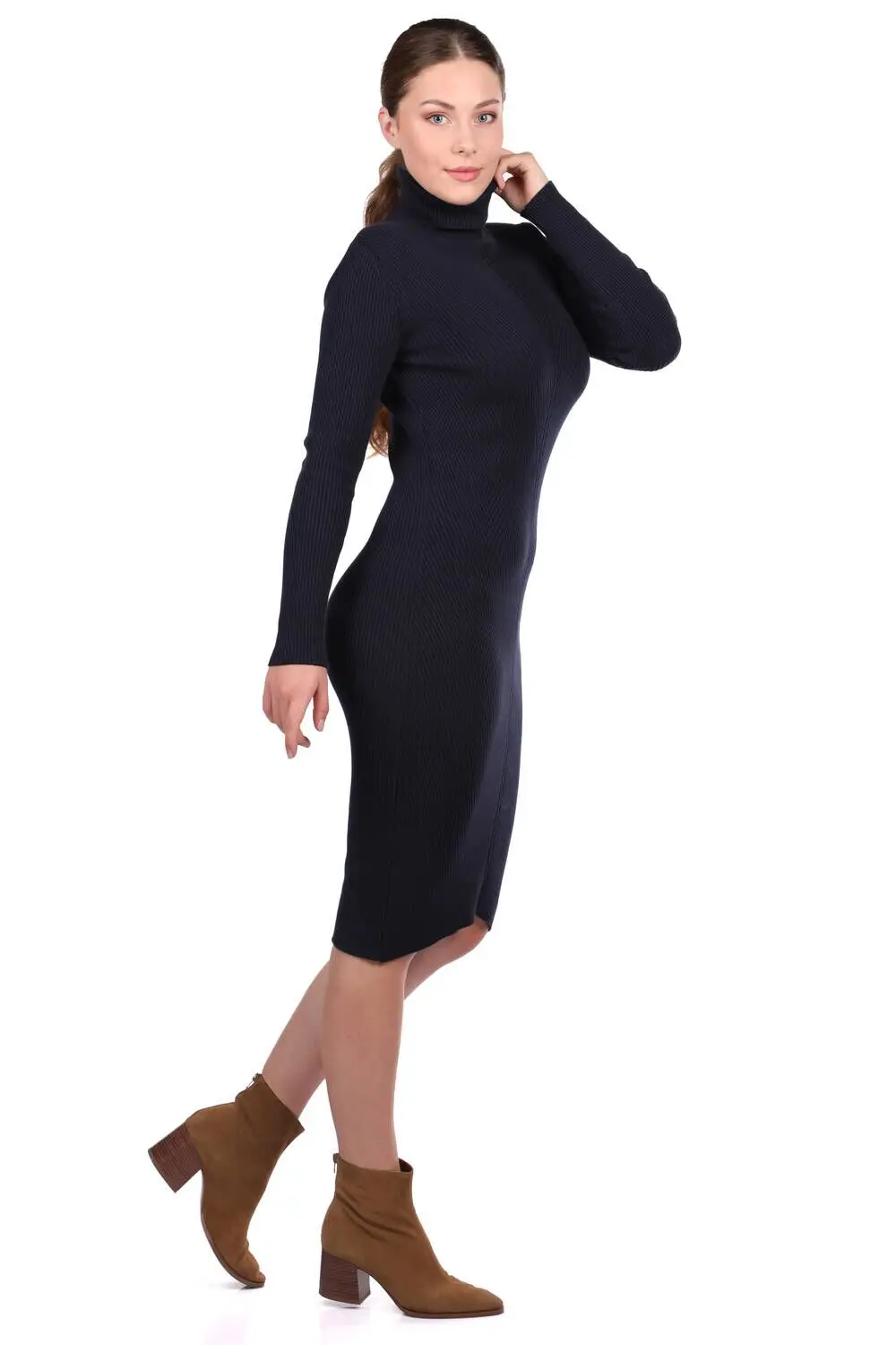 

Turtleneck Thick Knitwear Straight Dress