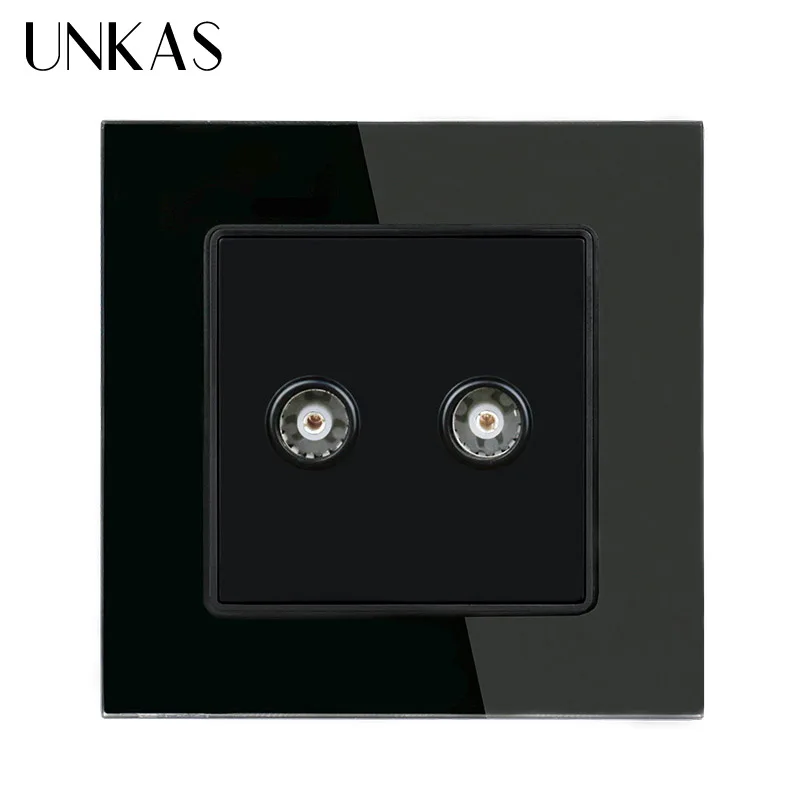 Розетка телефонная UNKAS белая роскошная Хрустальная двойная 1 клавиша RJ11 2 ядра