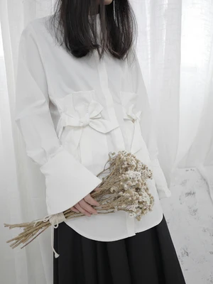 Женская рубашка с воротником-стойкой и длинным рукавом | одежда