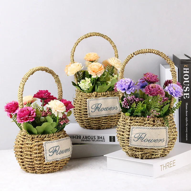 

Декор для дома и офиса, цветы для сада, корзина из ротанга, украшение для свадьбы, гостиной, искусственные цветы в горшке, цветы для пасхального декора