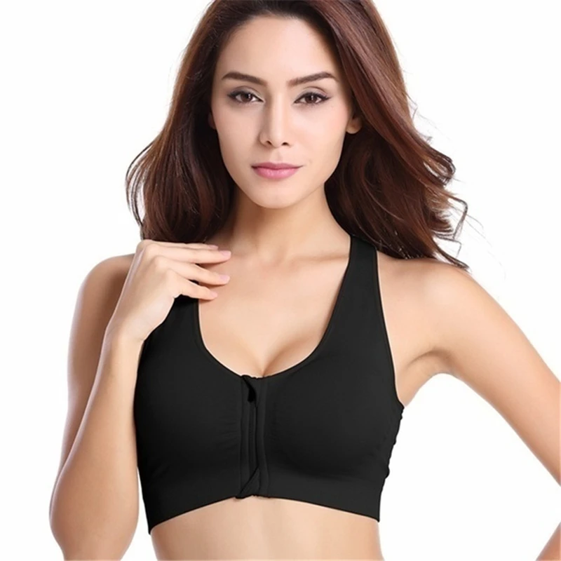

Women Zip Sports Bra Wire Free Zip Anti-sweat Quick Dry Breathable Yoga Bra Tank Top Sportswear Push Up Fitness Running Gym Bra
