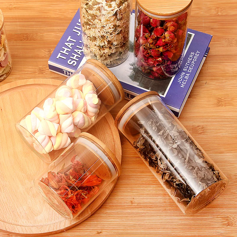 Glass Container Eco-Friendly Cover Candy Jar Cereal Bamboo Products Housewares Jars And Lids | Дом и сад