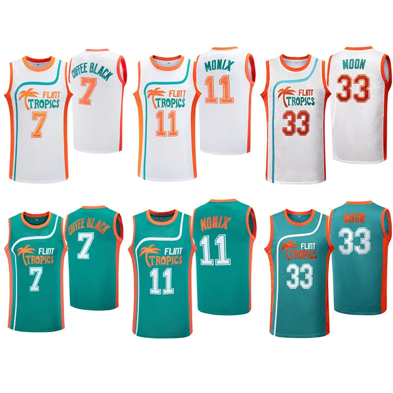 Фильмы Flint Tropics кофейный черный Джерси 7 # Monix 11 Moon 33 Pro баскетбольные Косплей |