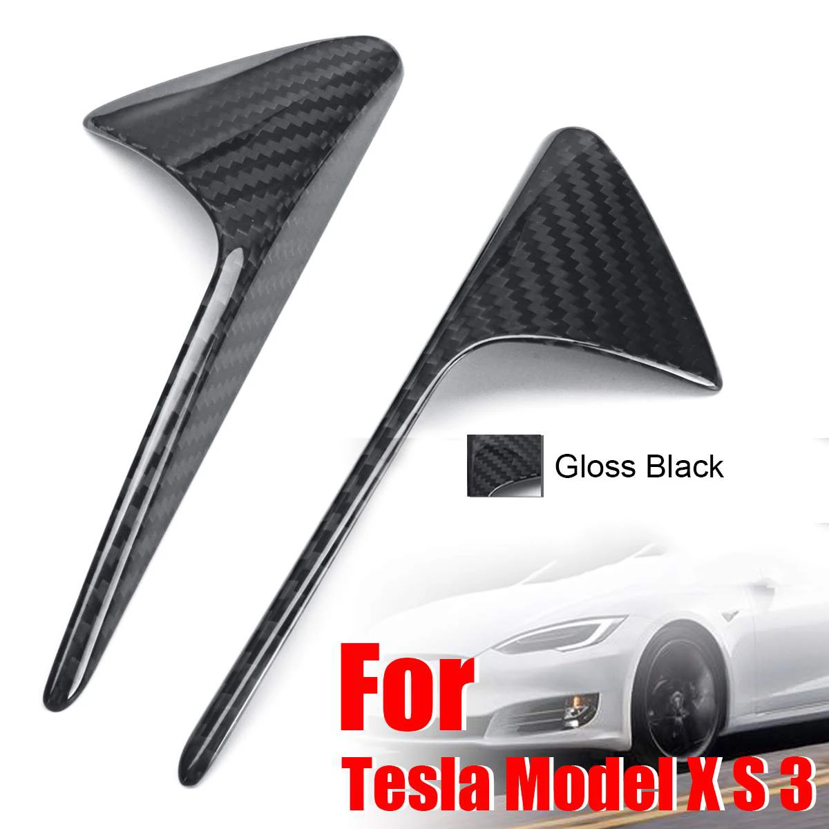 Для Tesla Model X S 3 2013-2019 углеродное волокно боковая камера крыло маркер крышка