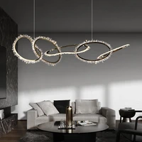 nordic novelty led chandelier postmodern natural crystal hanging lamp simple light luxury living room dining chandelier lighting