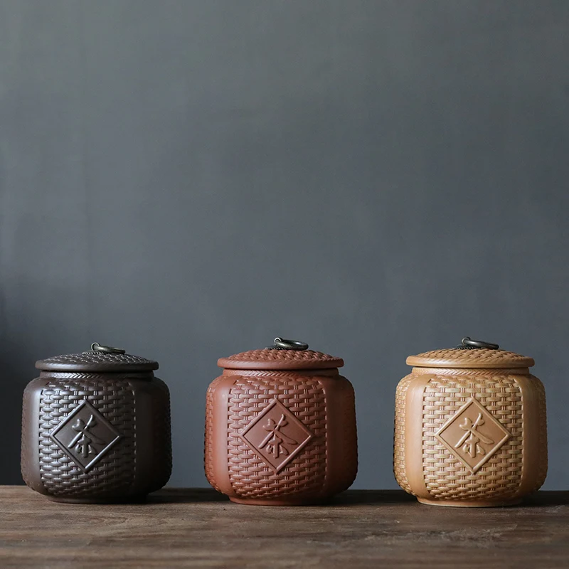 

Seal Handmade Tea Caddies Purple Clay Storage Simple Vintage Sugar Container Packaging Tea Caddies Home Theedoos Teaware DG50TC