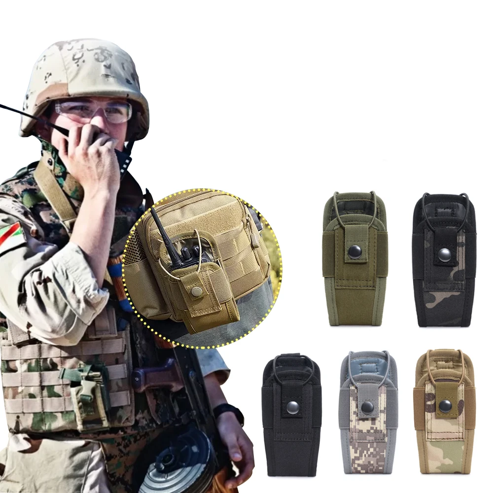 

Interphone Bag Molle Tactical Walkie-Talkie Bag Camouflage Waterproof Oxford Cloth Waist Bag Outdoor Hunting Camping Universal