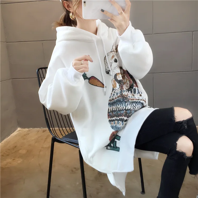 

Autumn Winter Large Size Women Pullover Sweatshirt Casual Plus Velvet Long Sleeve Loose Hoodies Tops Women Sweet Long Sweatshirt