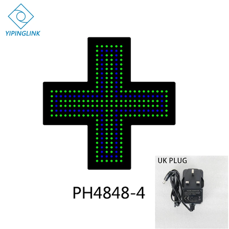 PH4848-4-UK PLUG Зеленый синий светодиодный знак Креста высокой яркости маленький размер 48*48 см медицинский магазин Неоновый крест Крытый крест доска - Мощность в ваттах: PH4848-4-UK PLUG