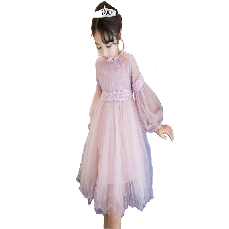 Детское платье для девочек весенне-летнее принцессы 2018 кружевное Сетчатое