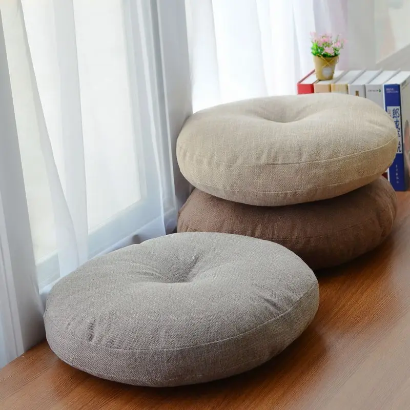 

Round Shape 4 Size Cotton Linen Seat Cushion Silk Cotton Core Tatami Cushion Pillow Home Decoration Soft Car Sofa Cushion