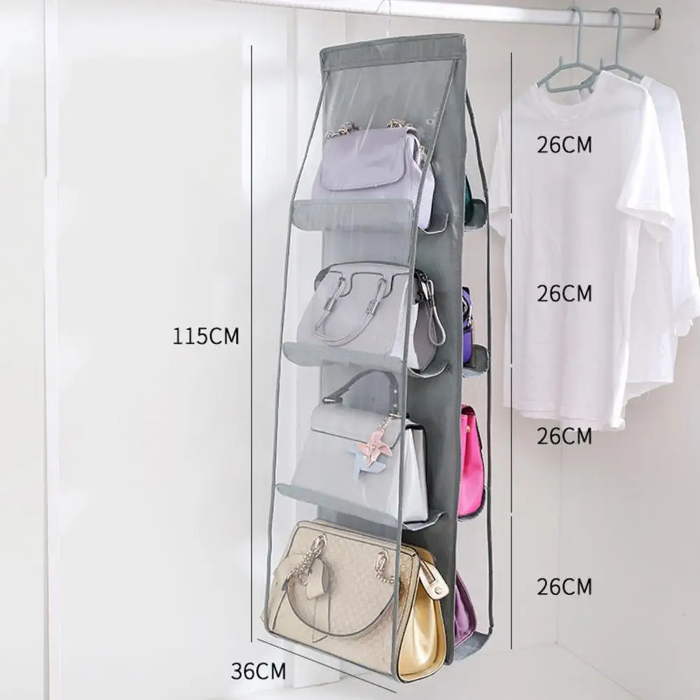 

Hanging 8 Grids Non-woven Dust-proof Tote Bag Handbag Storage Organizer Pouch