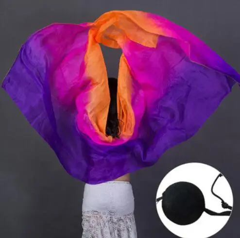

Belly Dance Silk Veil Poi Ball- Belly Dancing Streamer Scarf Accessories Fairy Poi Chain Thrown Balls Stage Prpos Multi Color