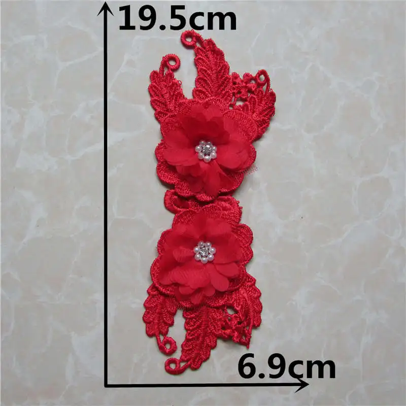 red flower Белая аппликация из Красного кружева Venise кружевной отделкой Ткань Ремесло Вышивка Шитье свадебное платье украшения одежды мешок аксессуар, шляпа - Цвет: red flower