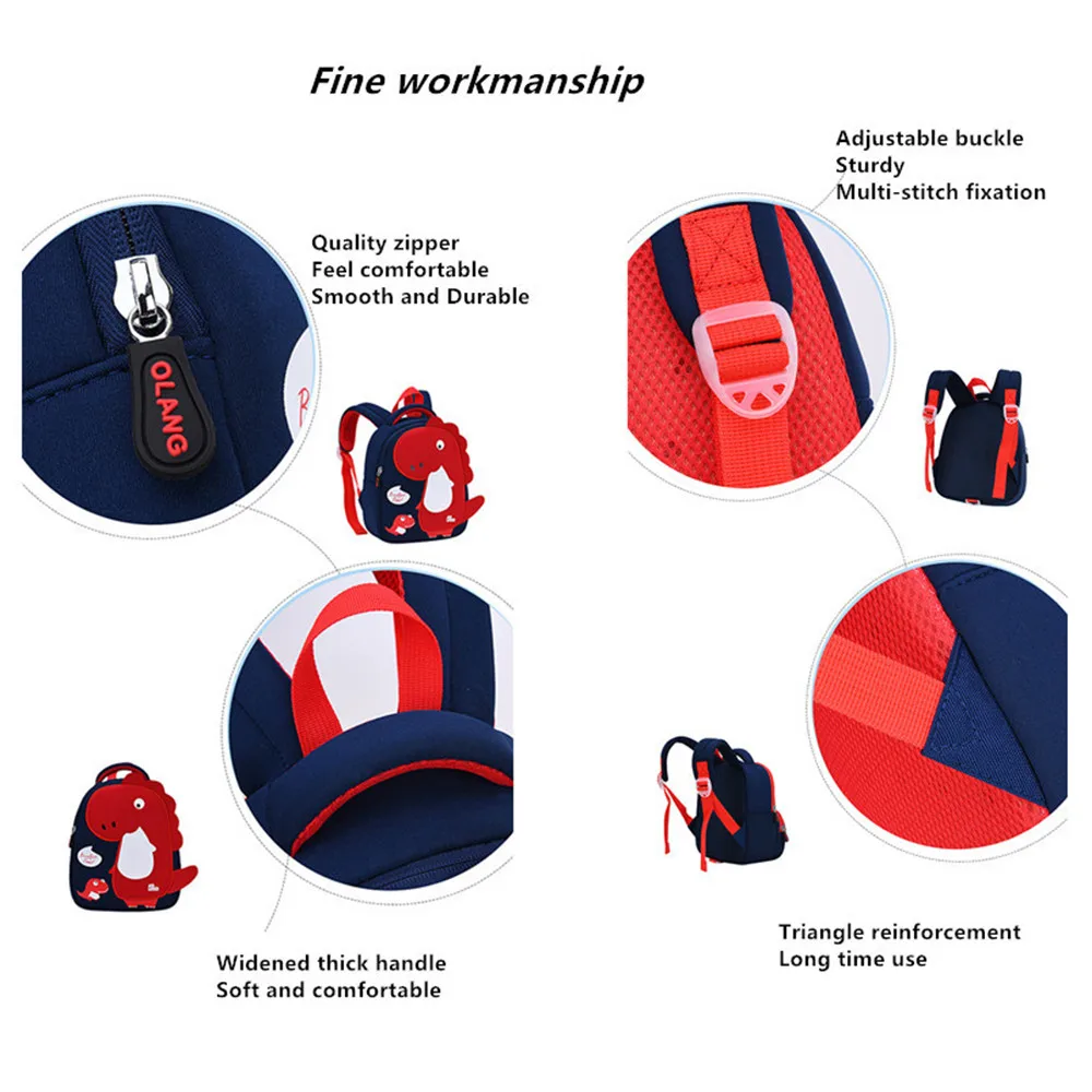New Cute Kids Toddler School Bags Backpack Children Kindergarten Schoolbag 3D Cartoon Dinosaur Bag for Girls Boys Mochila Infant