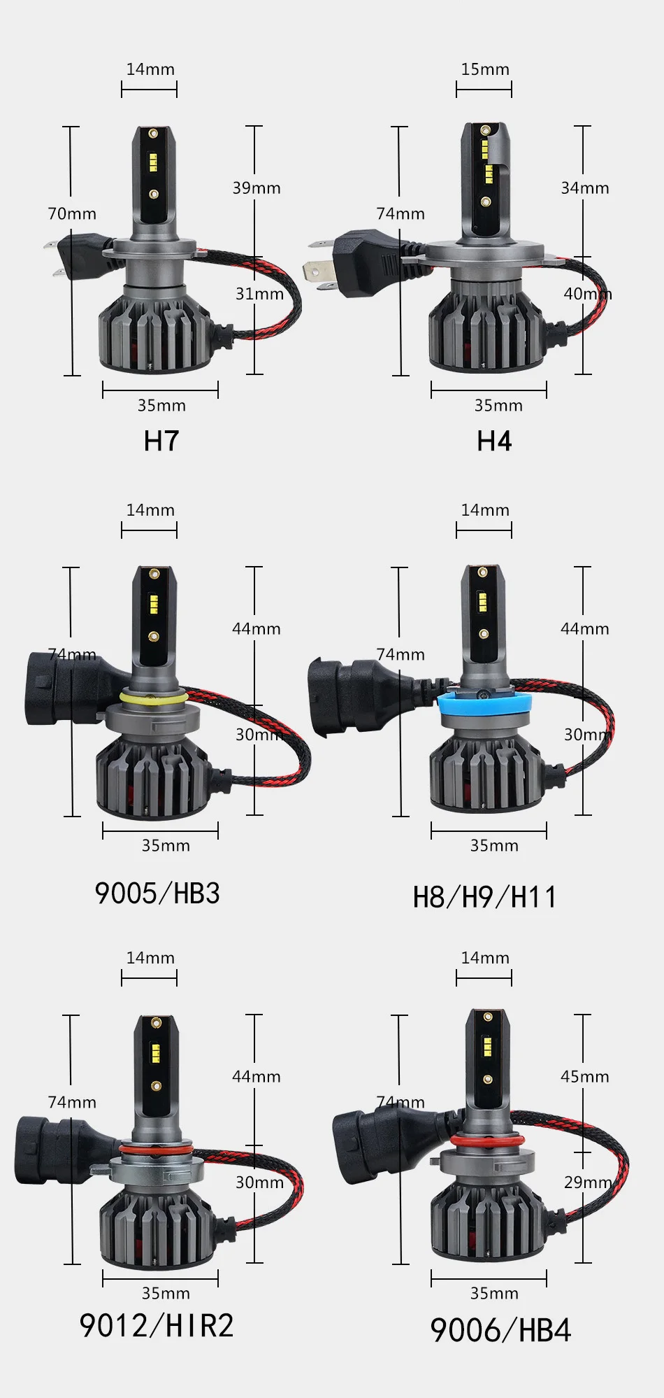 Бэдж светодиодный зэс чип H4 светодиодный H11 H8 HB4 H1 H3 HB3 9005 9006 Авто Светодиодный автомобильные лампы накаливания 60 Вт 12000LM светодиодный светильник для автомобильных кабельных систем светодиодный H7