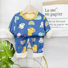 Новинка 2021, термобелье с мультяшным рисунком, пижамы, домашнее обслуживание, хлопковый костюм, детская одежда, спортивный костюм