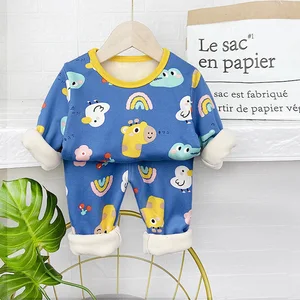 Новинка 2021, термобелье с мультяшным рисунком, пижамы, домашнее обслуживание, хлопковый костюм, детская одежда, спортивный костюм