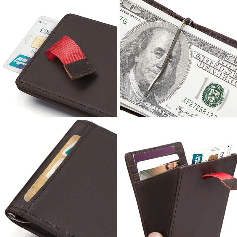 

High Quality RFID Anti-magnetic Multifunctional Men's Leather Dollar Clip Anti-magnetic Wallet Card Holder Men's Business