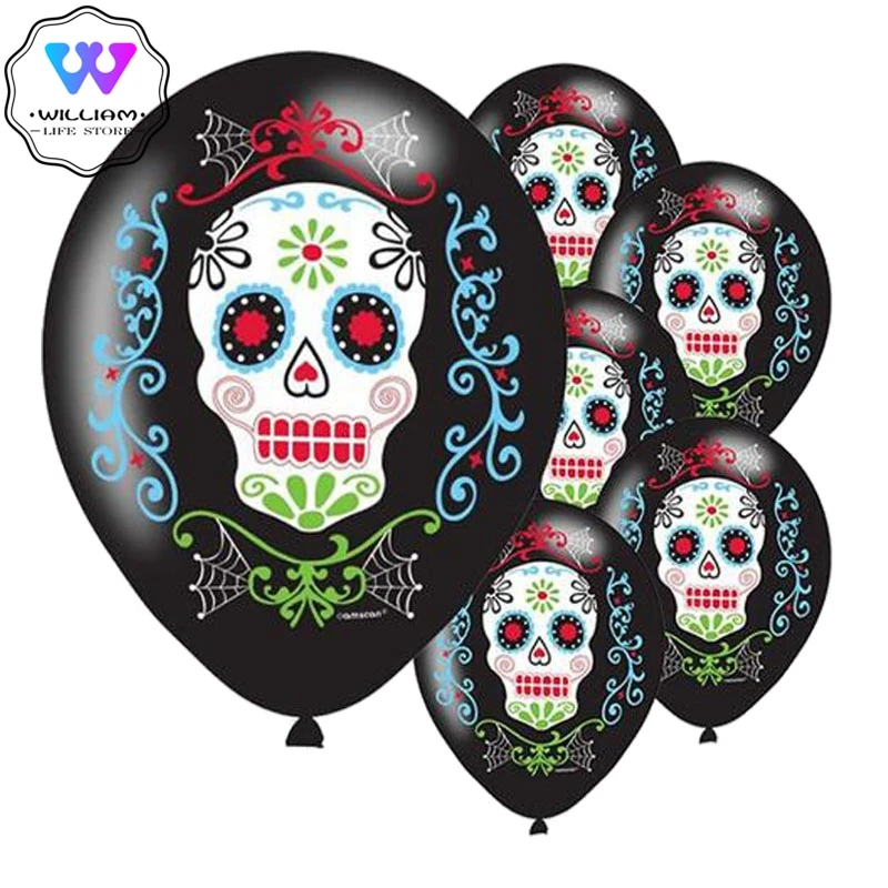 10 шт. День мертвых шар диа де лос muertos латексный воздушный s вечерние Украшенные