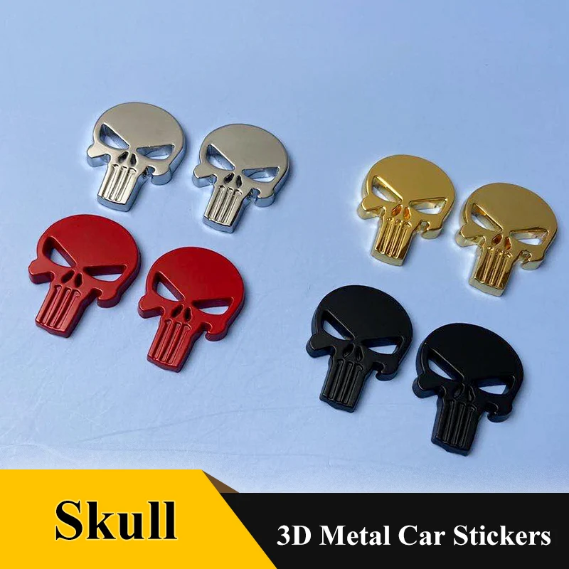 

2pcs 3D Sticker Metal Skull Emblem Car Sticker Car styling For Dodge FORD Jeep Hyundai TOYOTA HONDA KIA BMW Fait Accessories