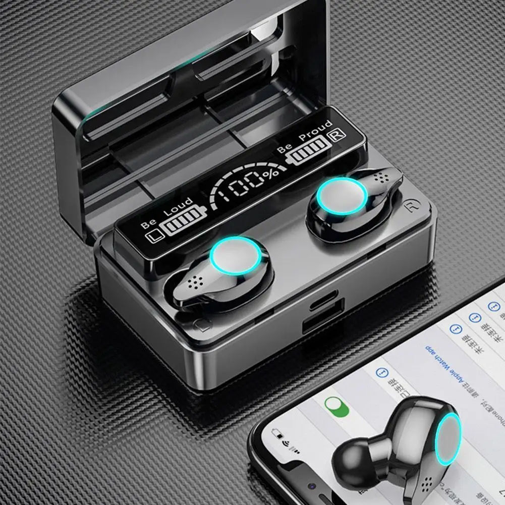 

Новая беспроводная Bluetooth-гарнитура 5,1 для Iso Android, Спортивная гарнитура Hd со светодиодным индикатором мощности, наушники с микрофоном, чехол ...