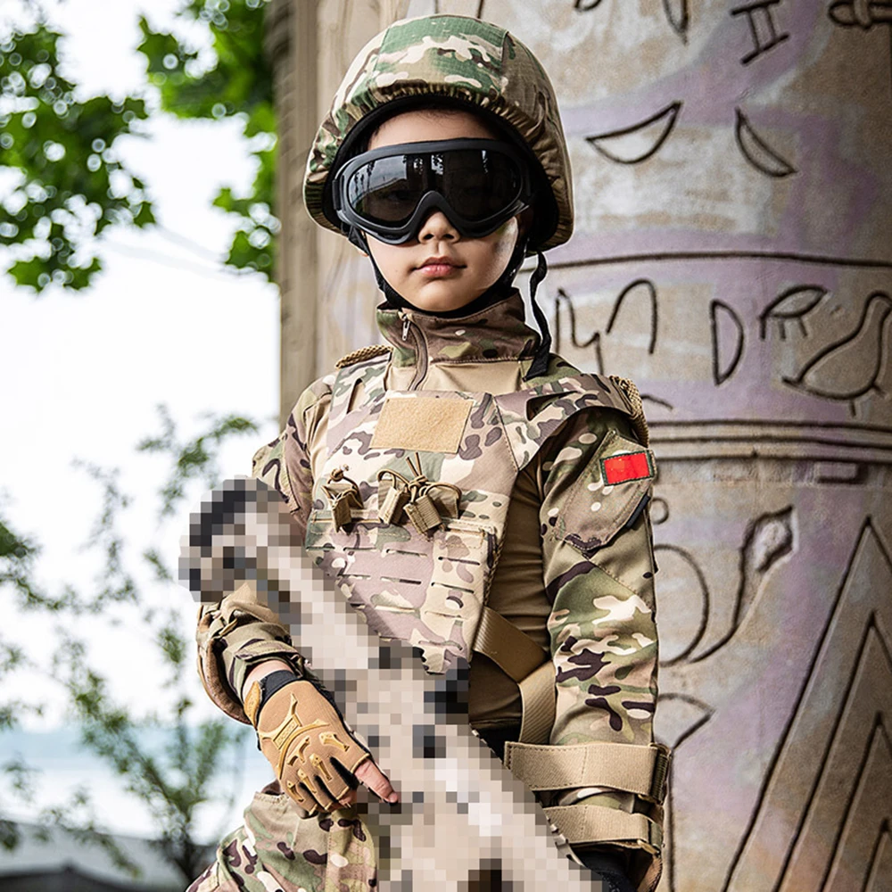 Детская Военная Униформа камуфляжная тактическая боевая рубашка Штаны