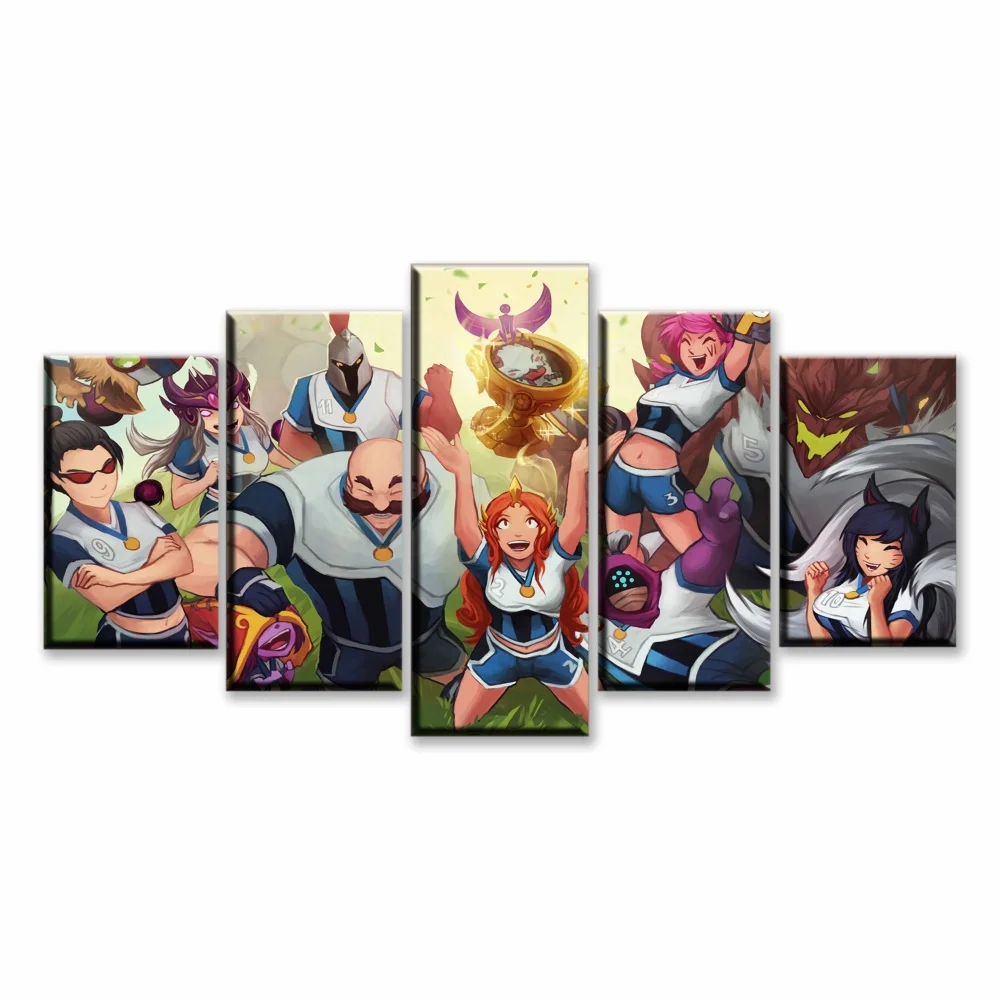 

5 Panel LOL Victory Game Canvas Printed Painting For Living Room Wall Art Decor HD Picture Artworks Poster