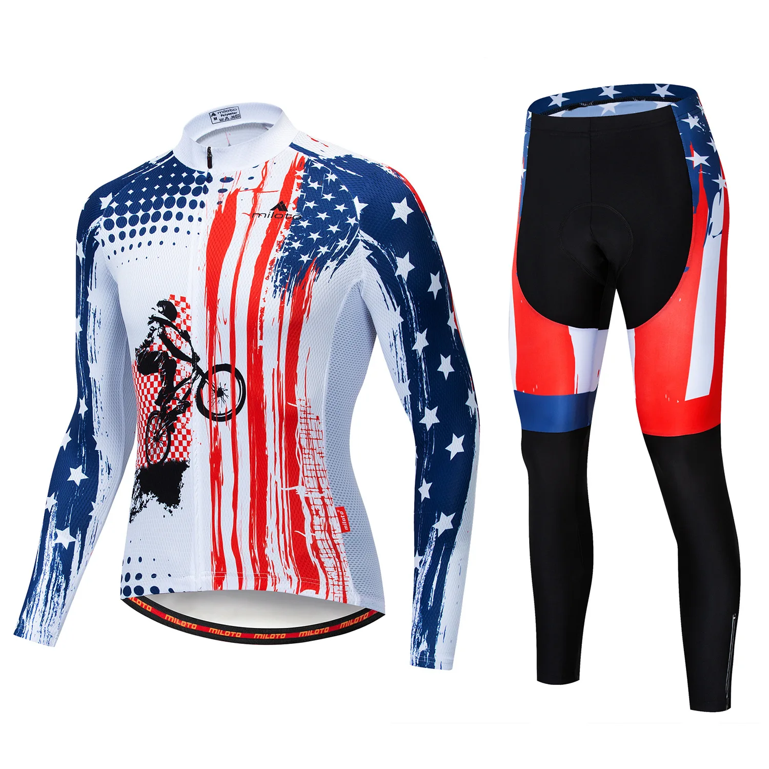 

Mens Long Sleeves Cycling Jersey Set Cycling MILOTO Sport Uniform MTB Bicycle Trek Clothes Tight PRO Cycle Clothes Ropa Ciclismo