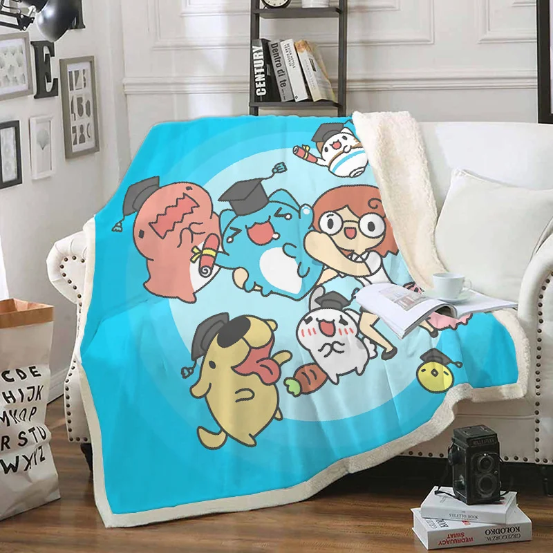 Manta de felpa de doble capa con dibujos animados de Bugcat Capoo para ni&ntilde;os y ni&ntilde;as, colcha c&aacute;lida para sof&aacute;, funda de viaje-3