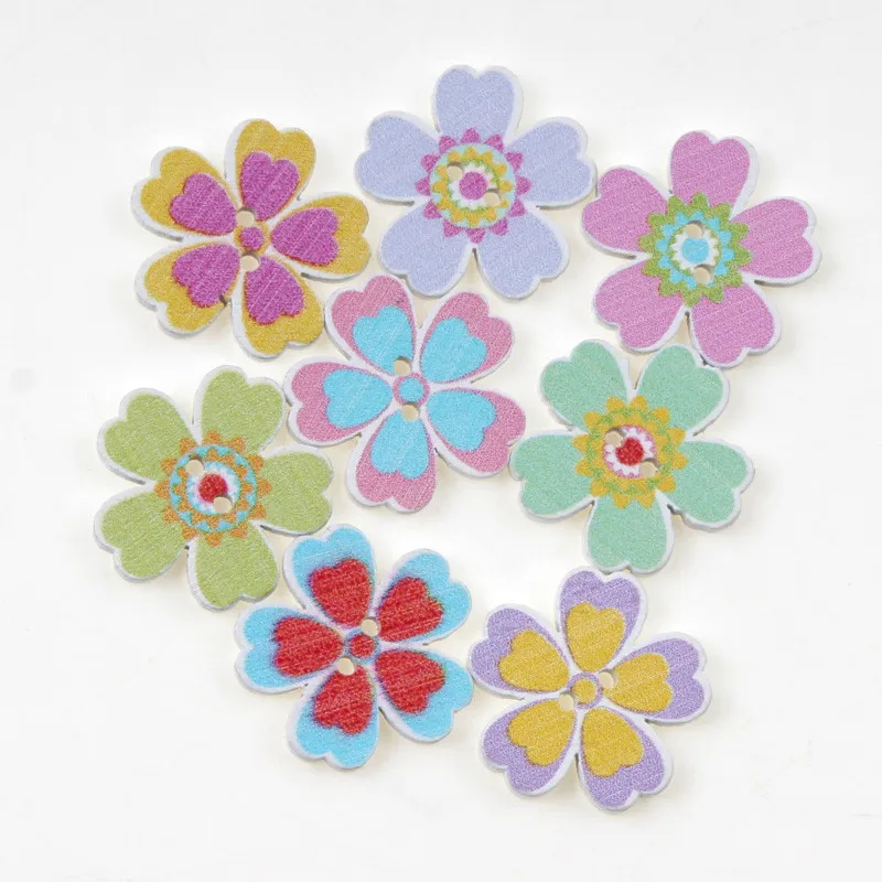 50 шт. деревянные пуговицы в виде цветов 18 мм | Дом и сад